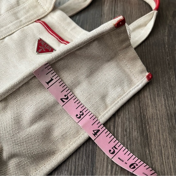 Prada Authentic Canvas Tote with Red Leather Trim - Picture 14 of 16